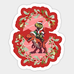 Dinosaurs Santa Sticker